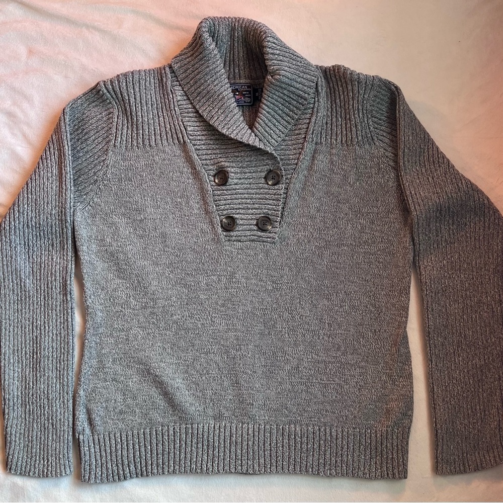 American Living Oatmeal Cowl Neck Sweater